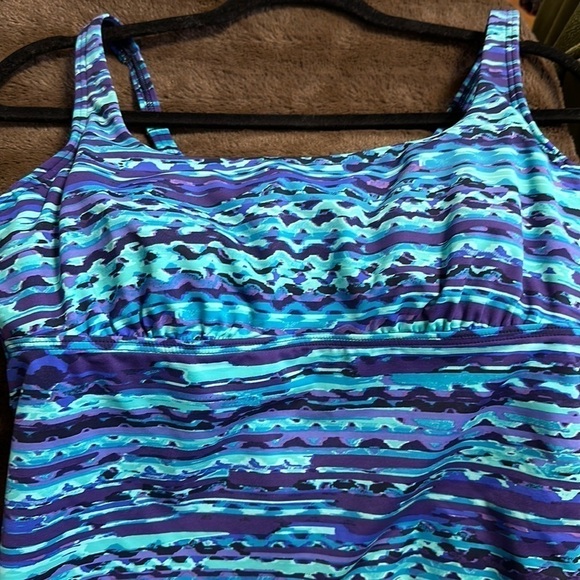 LANDS END Tankini Swim Top Teal/Purple Sz 10P - Picture 3 of 7